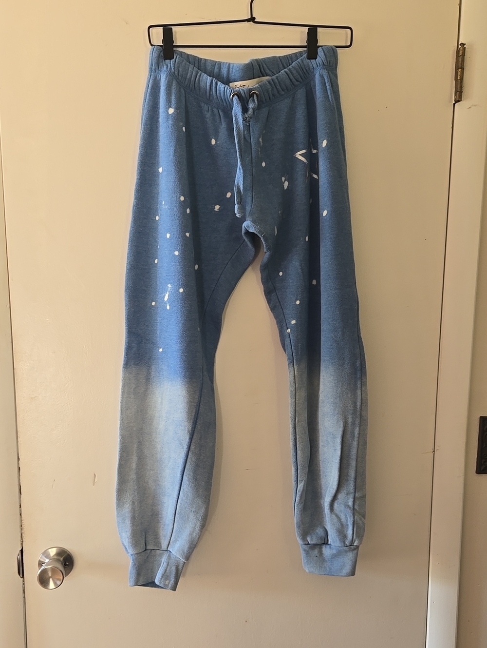 Blue Tie-Dye Jogger Sweatpants with Drawstring